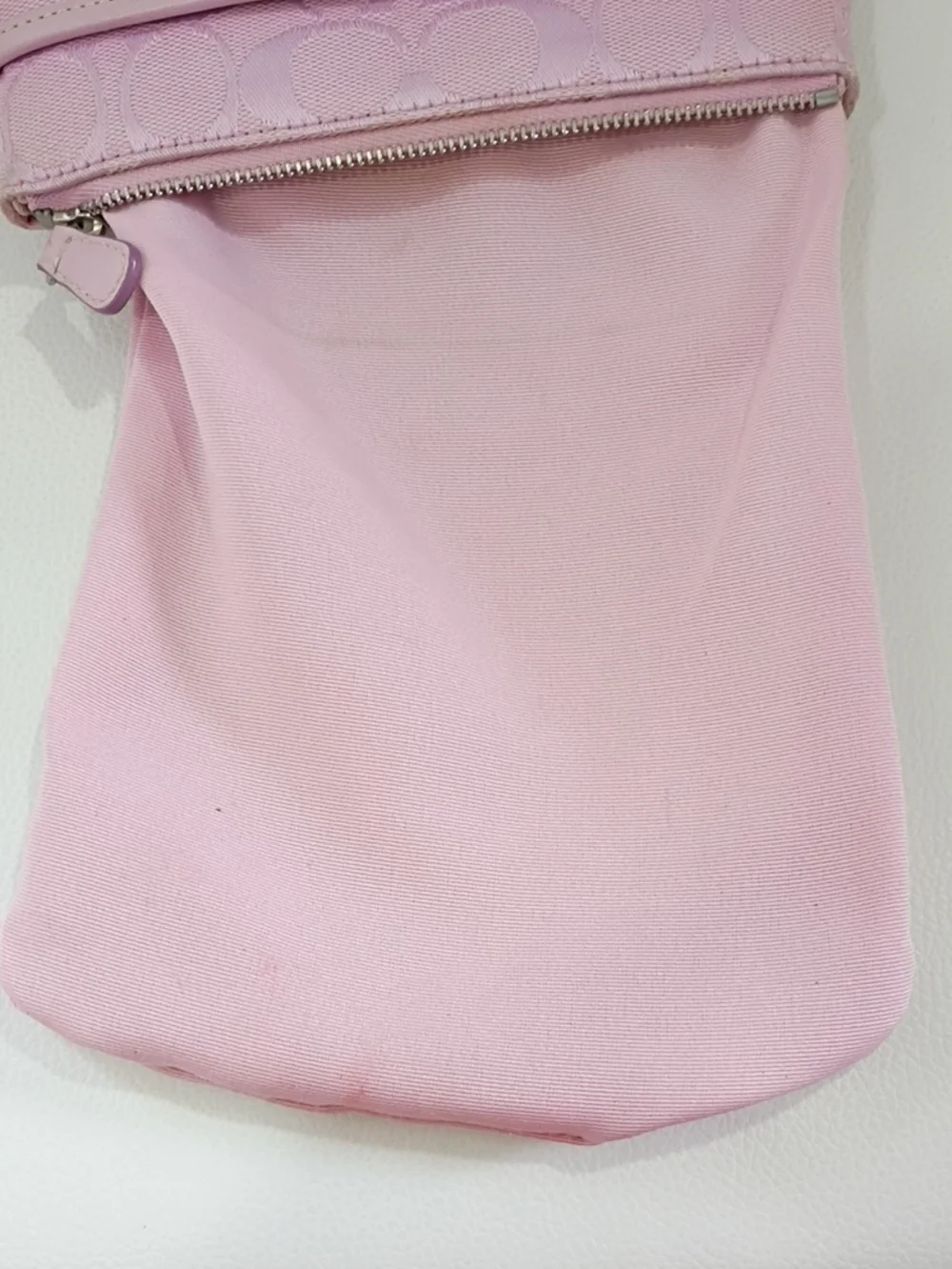 Coach Pink Signature Crossbody with Suede Stripe